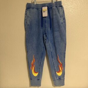 Nike Sportswear French Terry Flames Sweatpants Blue DZ3054-480 Men’s Sz Small